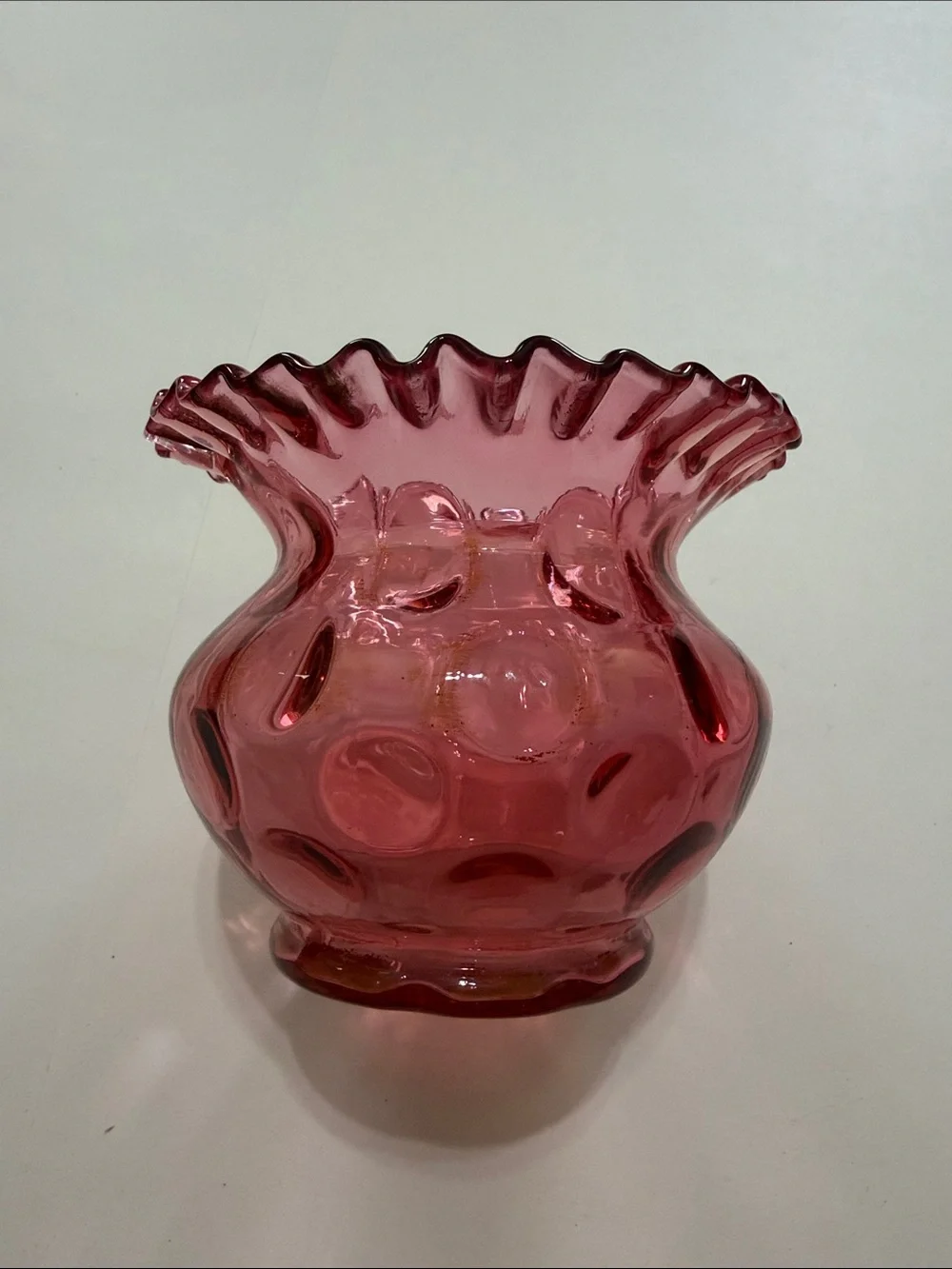 Pink Ruffled Glass Vase - Elegant Home Accent